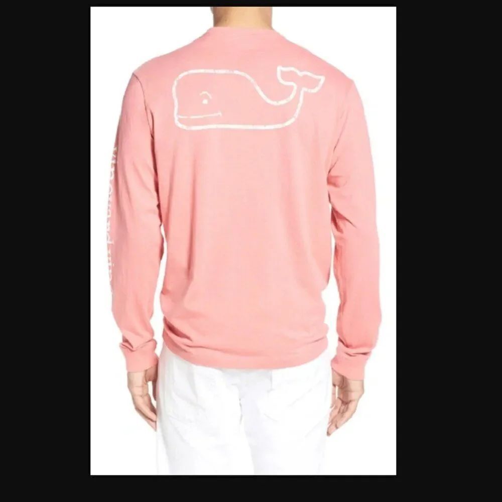 Vineyard Vines Whale Graphic Long Sleeve Pocket Tee in Lobster Reef | Size XS